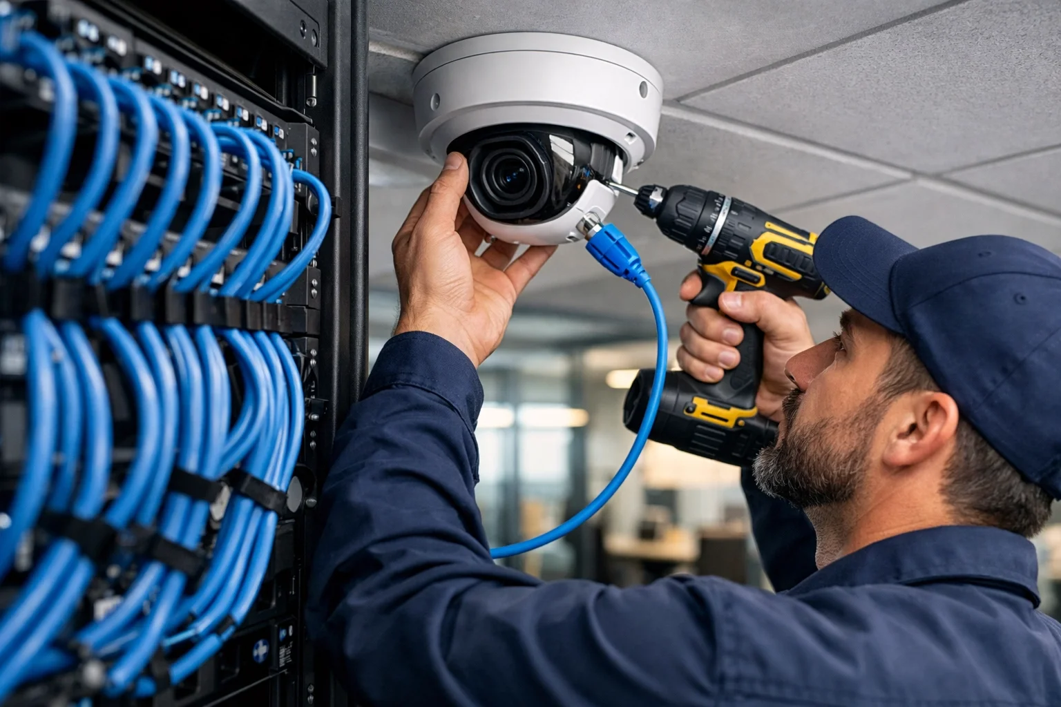 CCTV installation with professional cable routing